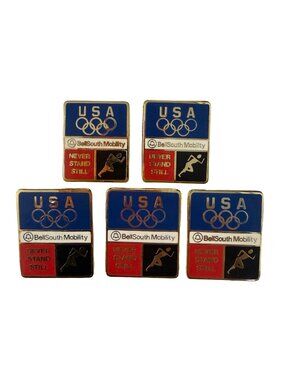 Lot of 5 USA Olympic Team BellSouth Mobility Never Stand Still Advertising Pins